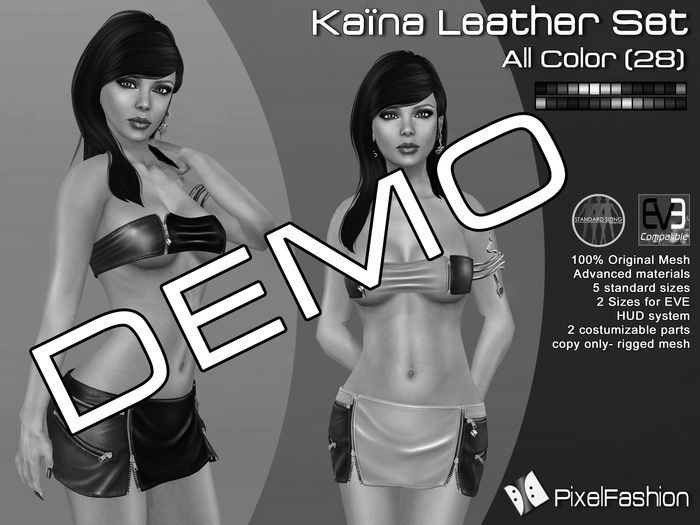 :)(: DEMO Kaina Leather set  ( Mini Skirt & Top) - Mesh - All Colors ( Classic Avatars + EVE Avatars )
