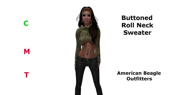 ABO - Buttoned Roll Neck Sweater - dk green
