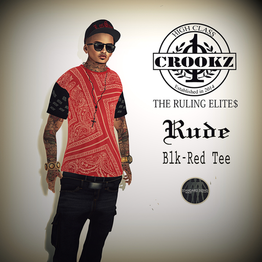 {CrookZ} Rude Blk & Red Tee 