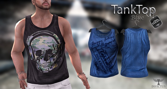 Invictus - tank top - Fitted Mesh - Blue