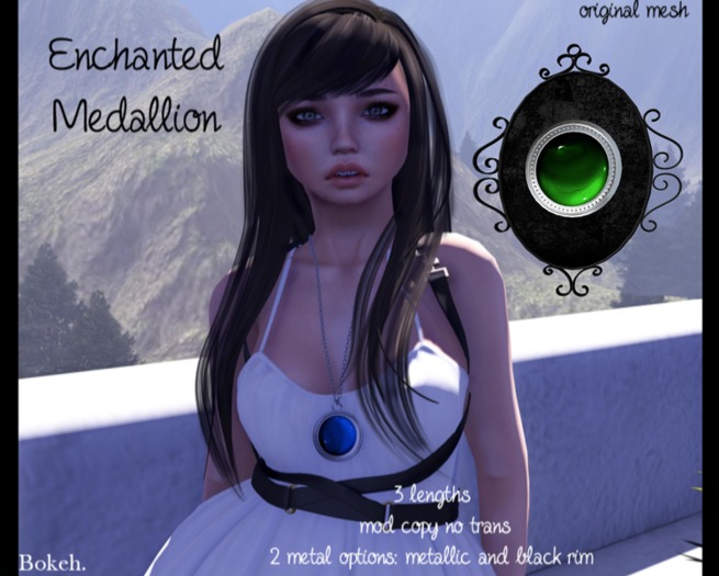 Enchanted Medallion 'jade/silver' (mesh) - Bokeh