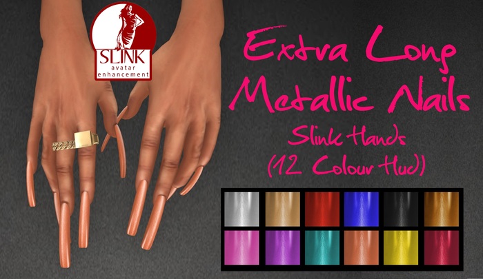 IAF Extra Long Metallic Nails (Slink Hands) (Flat XXS)