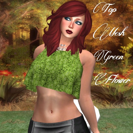 Top Mesh Green Flower