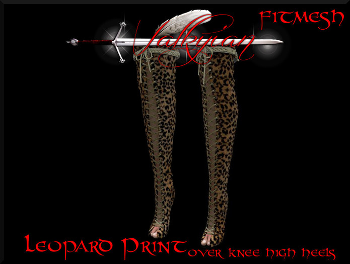 ~Valkyrian~ leopard prints Knee Lace Up Boots 