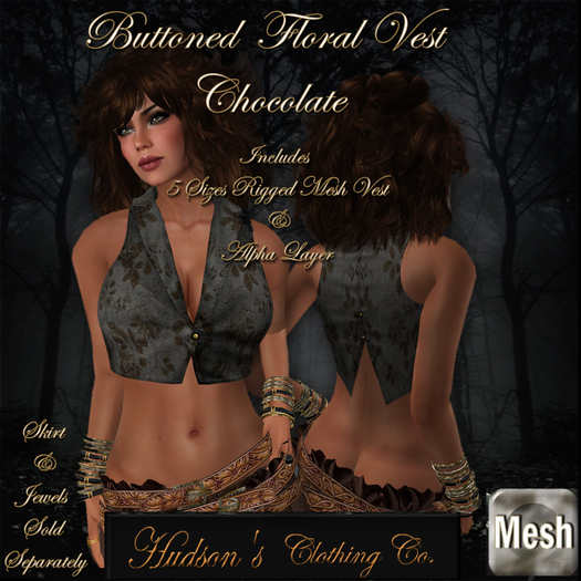 Buttoned Floral Mesh Vest Chocolate*Copy* ~Candace Hudson