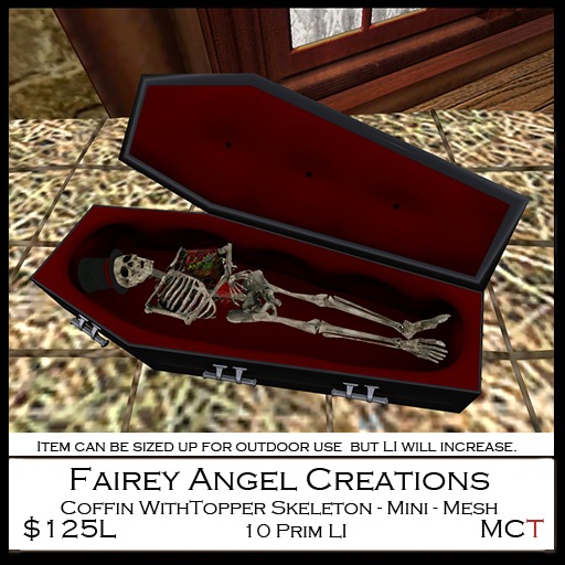FAC Mini Coffin With Topper Skeleton Crated 125L
