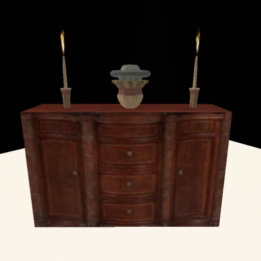 buffet with vase and candles
