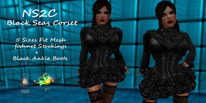 NS2C Skull & Roses Pirate Corset + Boots