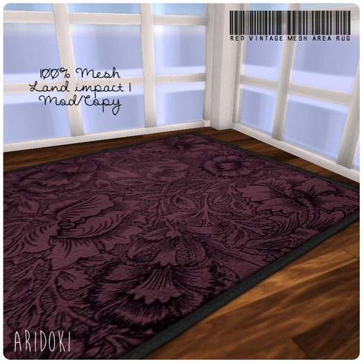 ARIDOKI Mesh Area Rug Floral Vintage Purple