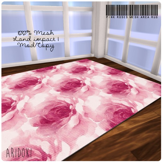 ARIDOKI Mesh Area Rug Pink Roses