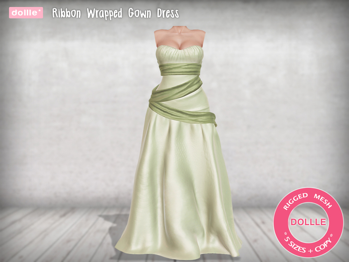 {dollle*} 089 Ribbon Wrapped Gown Dress - Green