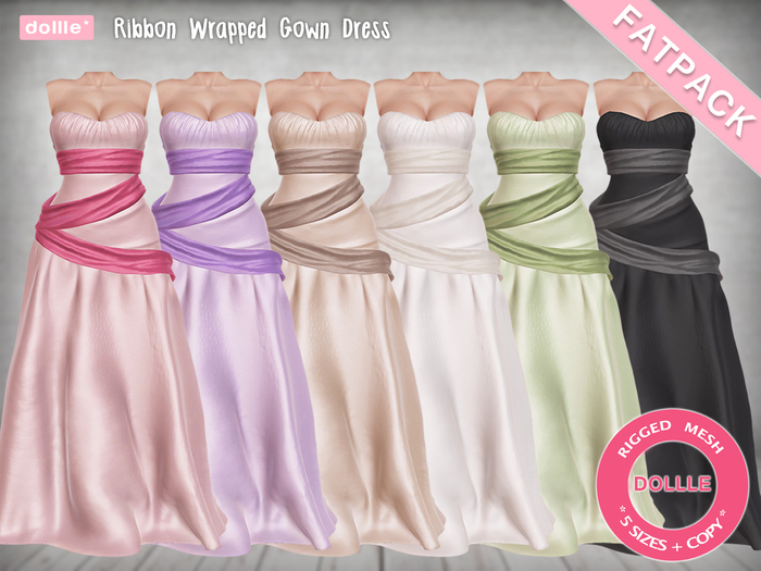 {dollle*} 089 Ribbon Wrapped Gown Dress - Green