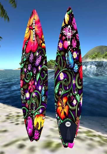 .::Ns Surfboard Swallow Hibiscus Floral Grafitti::.