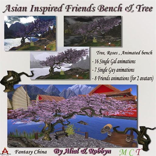 Asian Inspired Friends Bench & Tree by Alial & Robbyn