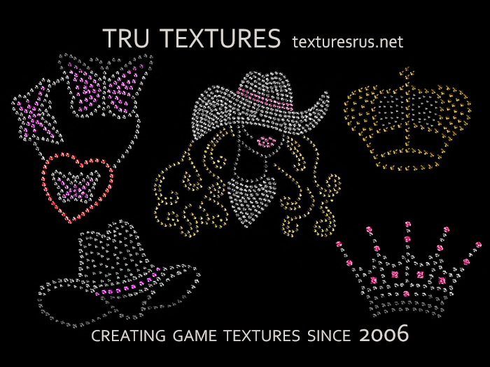 13184: 10 x Rhinestone Embellishment Textures On Alpha V2 - 512 x 512 Pixels 