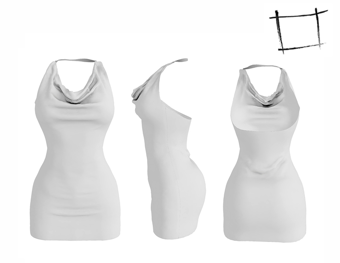 Full Perm Rigged Mesh Halter Cowl Dress