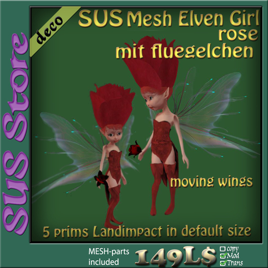 SUS Mesh Elven Girl rose mit fluegelchen