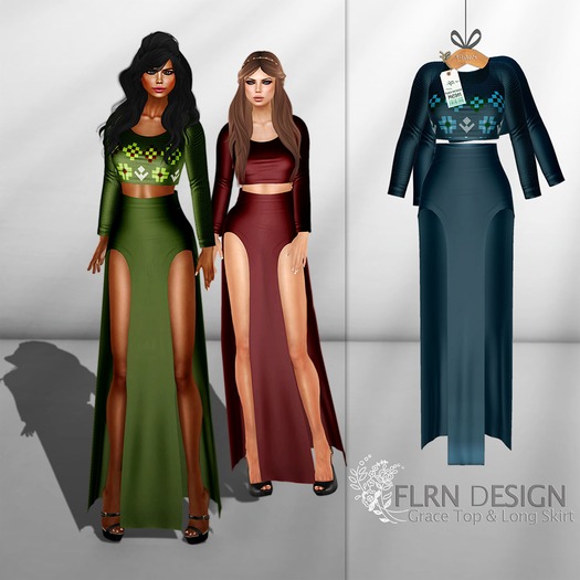 [FLRN] Grace Top & Long Skirt Turquoise