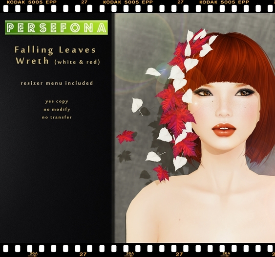Persefona Falling Leaves Wreath (red&white)