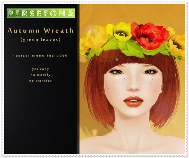 Persefona Autumn Wreath  - Green leaves