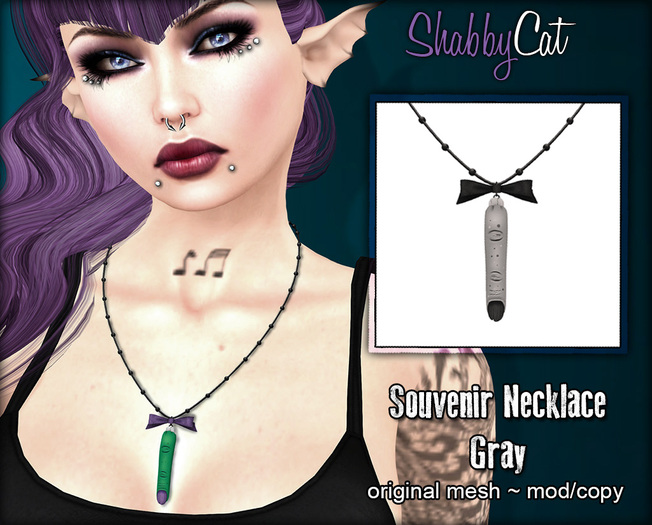 ~Shabby Cat - Souvenir Necklace (blue)~