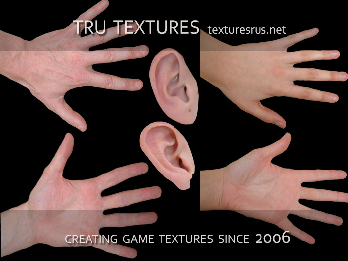 28165: 11 x Human Skin Reference Resource Textures Hands Ears on Alpha by 3DTotal.com  