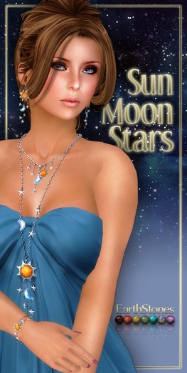 EarthStones SunMoonStars Earrings (wear to open)