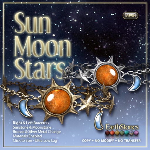 EarthStones SunMoonStars Earrings (wear to open)