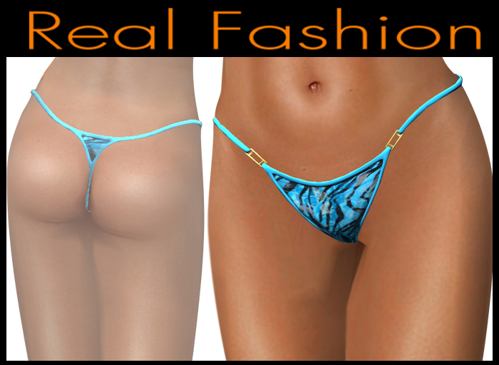 String mesh panties "Animal print blue"