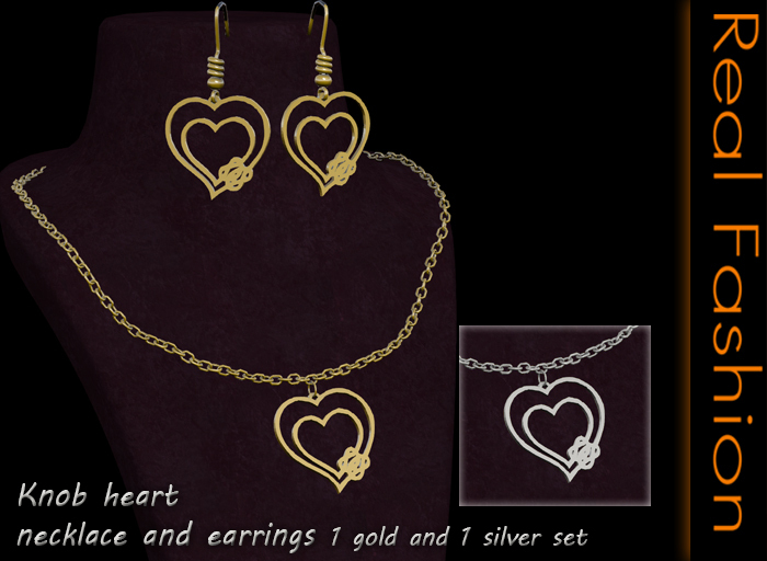 REAL FASHION - Heart knob necklace and earrings