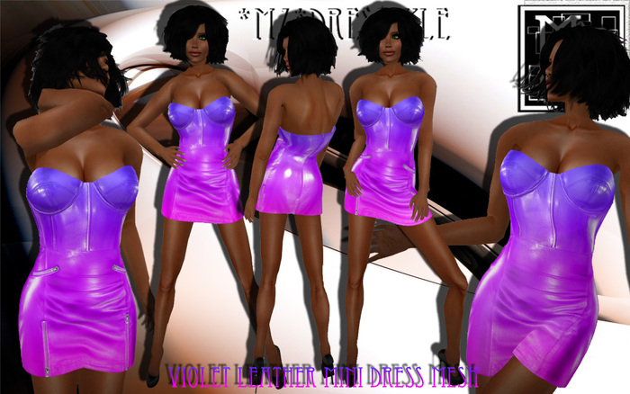 *MZ* Violet Leather Mini Dress MESH