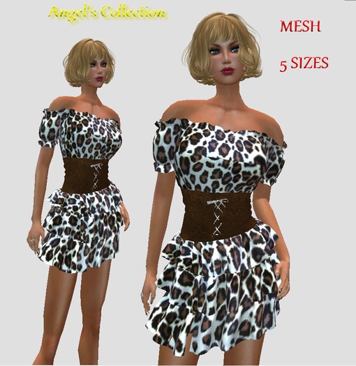 MESH FUR OFF SHOULDER FRONT LACED DRESS