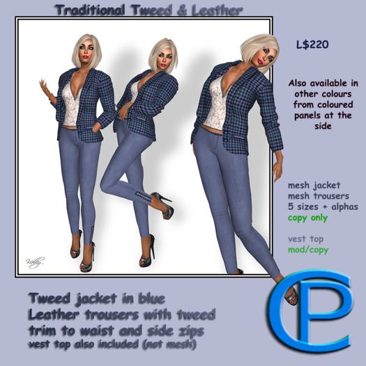 C&P Traditional Tweed & Leather - Blue