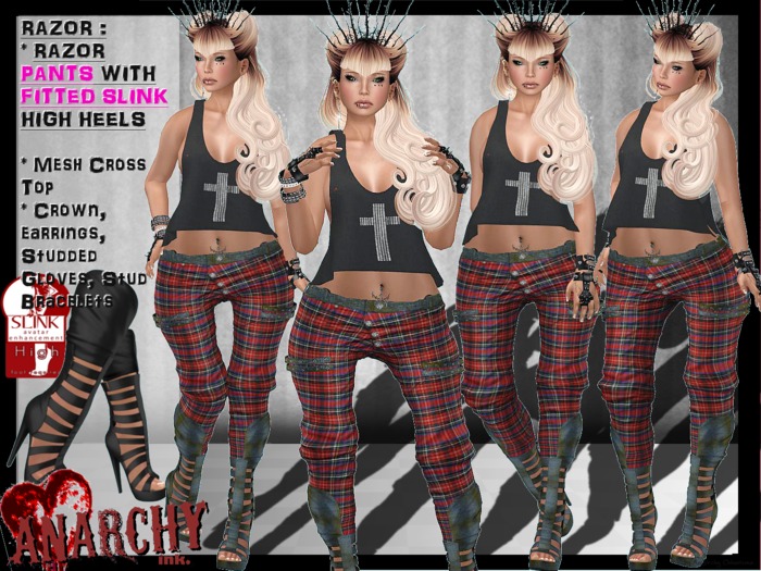 *An@rchy Ink* Muse Outfit! mesh top, studded spike pumps, tats, jewellery. All inclusive!