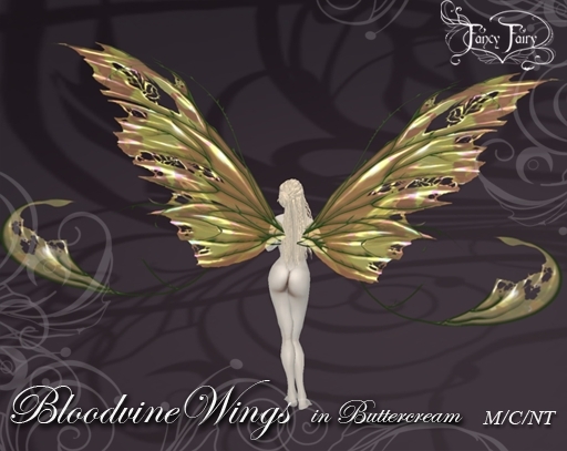 Bloodvine Scripted Fairy Wings in Buttercream - Fancy Fairy