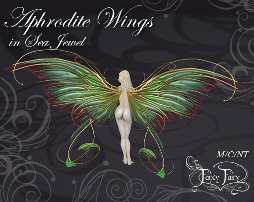 Aphrodite Scripted Fairy Wings in Sea Jewel - Fancy Fairy