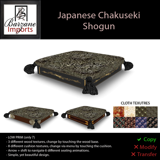 ** BARZANE DESIGN ** - Furniture Warrior Japanese Chakuseki Seat