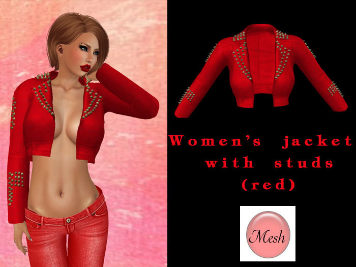 Mesh - Women's jacket with studs - red