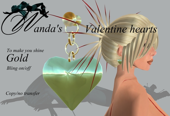 Wanda's Valentine Heart earrings - Gold * Bling on/off