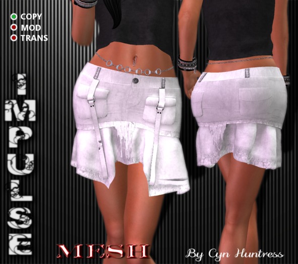 *CYN* POCKET SKIRT WHITE (MESH)