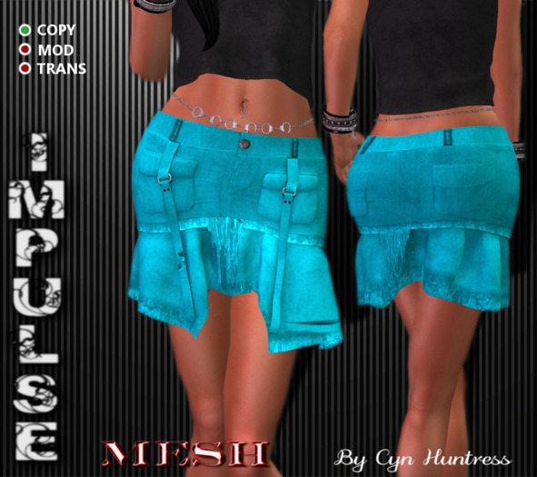 *CYN* POCKET SKIRT TEAL (MESH)