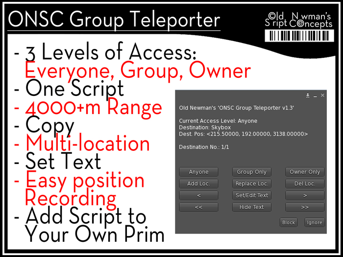 ONSC Group Teleporter