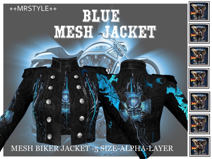 ++MRSTYLE++BLUE  BIKER JACKET