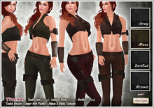 [V/W] Tracker Outfit Moss - Medieval Fantasy ranger attire w/ suede vest, leather panths, legs harness pouch, bracers