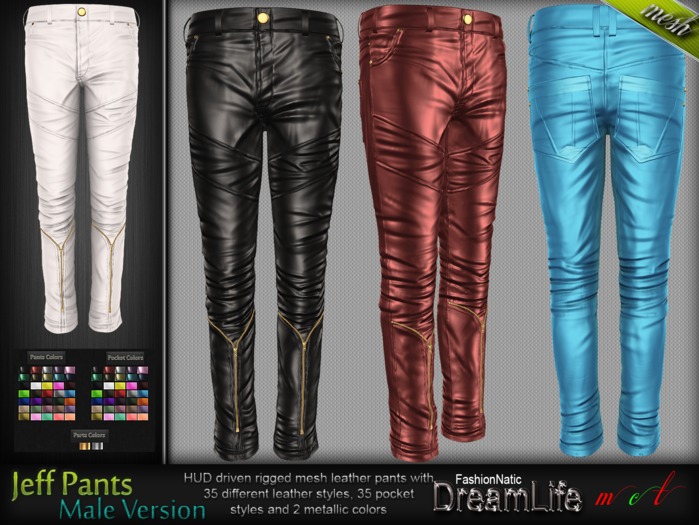 MESH Jeff Male Pants * Rigged (HUD Driven)  *DreamLife - FashionNatic*