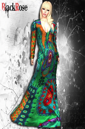 BlackRoseLong Open Back Dress Boho