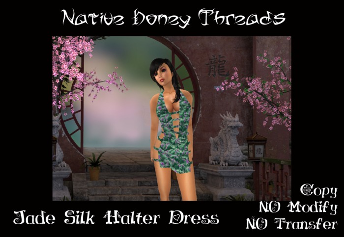 !NHT - Jade Silk Halter Dress