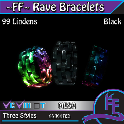 ~FF~ Rave Bracelets Black