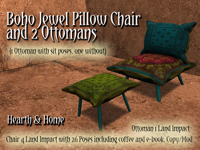 ~H&H~ Boho Jewel Pillow Chair & Ottomn [Boxed]