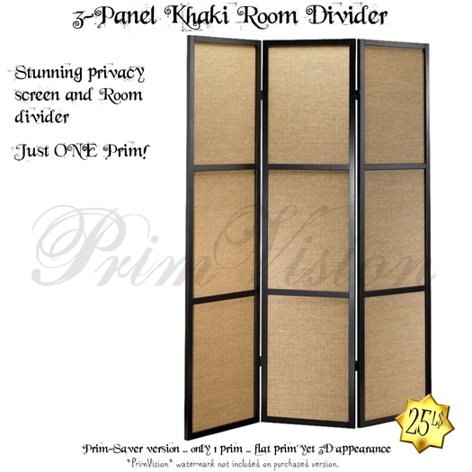 *PV* 3-Panel Khaki Room Divider